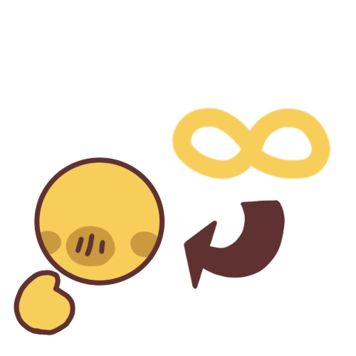 An emoji-yellow person pointing to themselves with an arrow pointing from the gold infinity symbol to them.